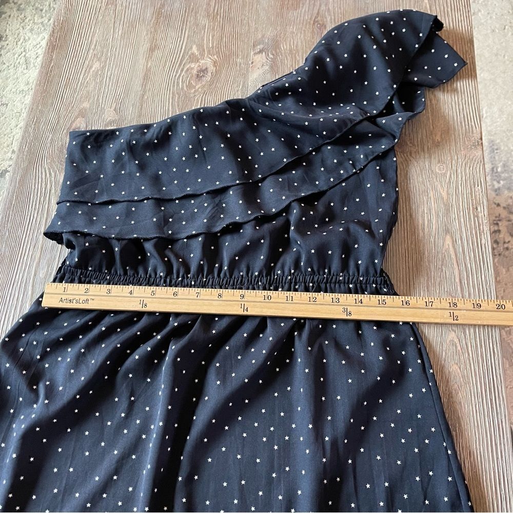 Vintage Y2K Indulge Midnight Blue Star Ruffle Single Shoulder Dress Size Medium - Picture 7 of 12